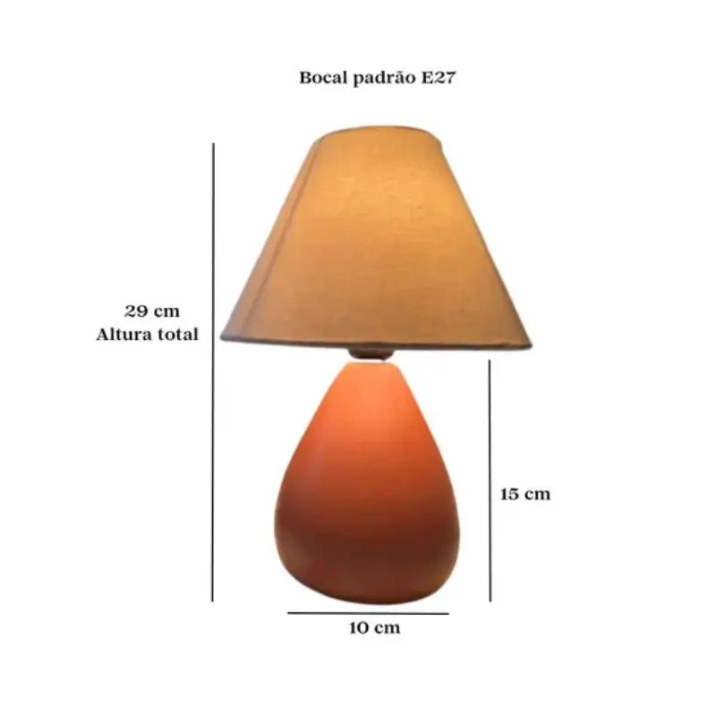 Abajur de Mesa em Cerâmica e Tecido Bivolt