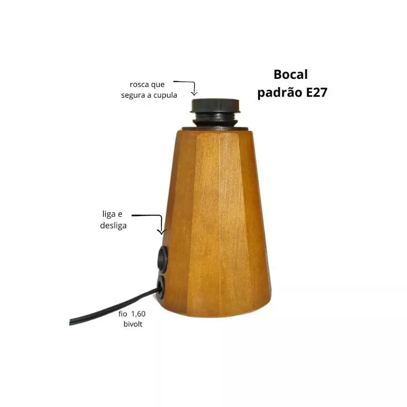 Abajur de Mesa Minimalista Cúpula de Linho - Casas Gael