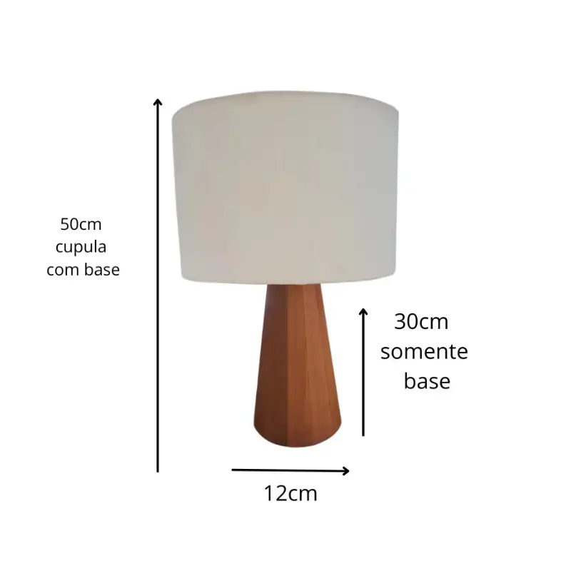 Abajur de Mesa Wooden Cúpula de Linho - Casas Gael