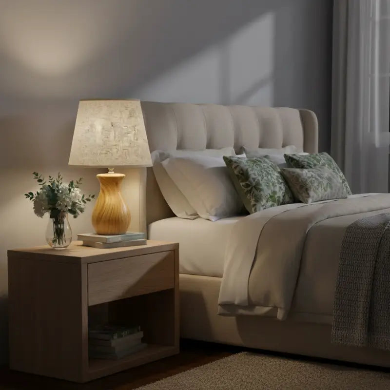 Abajur de Mesa em Cerâmica Efeito Madeira - Casas Gael