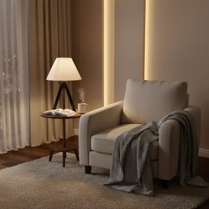 Abajur de Mesa em Madeira Tripé para Quarto - Casas Gael