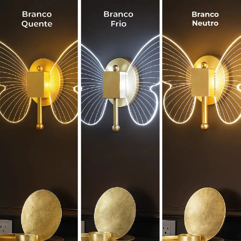 Arandela de Parede Borboleta Sofisticada - Casas Gael