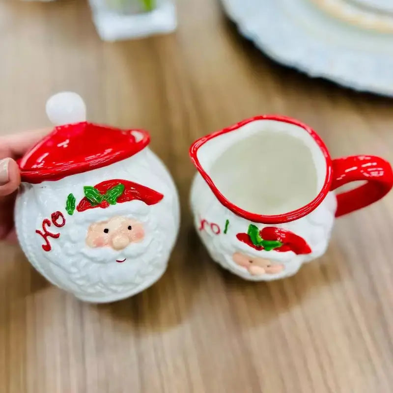 Conjunto de Porcelana de Natal 2 Peças Papai Noel Decorativo - Casas Gael