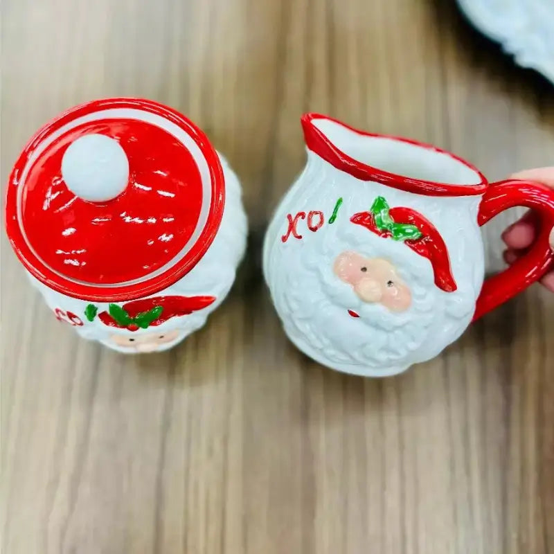 Conjunto de Porcelana de Natal 2 Peças Papai Noel Decorativo - Casas Gael