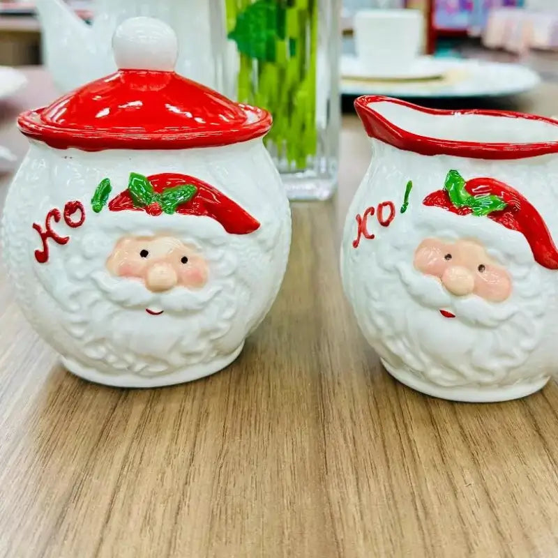Conjunto de Porcelana de Natal 2 Peças Papai Noel Decorativo - Casas Gael