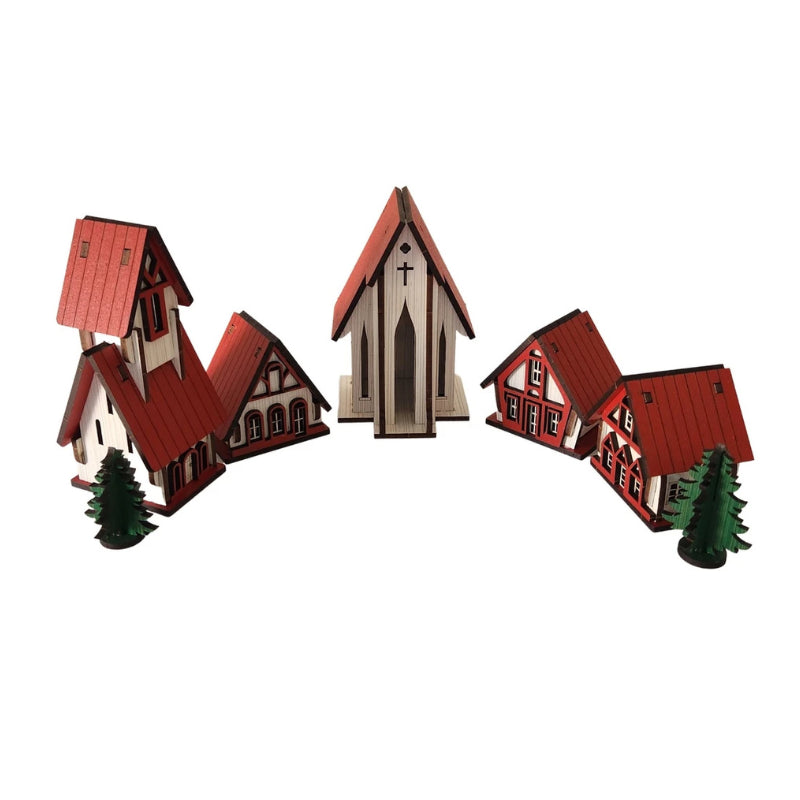 Decoração de Natal Vila de casas 5 peças - Casas Gael