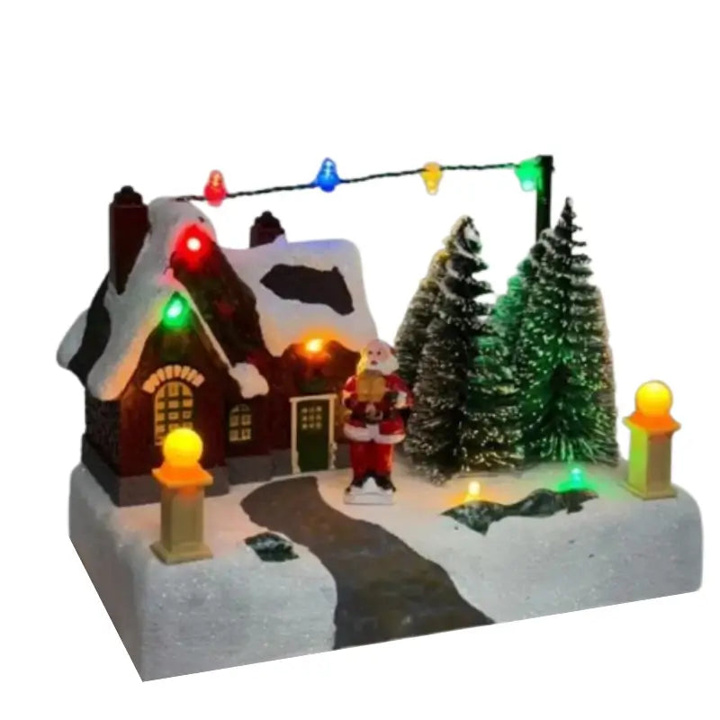 Decoração de Natal Vila do Papai Noel Musical com Luz