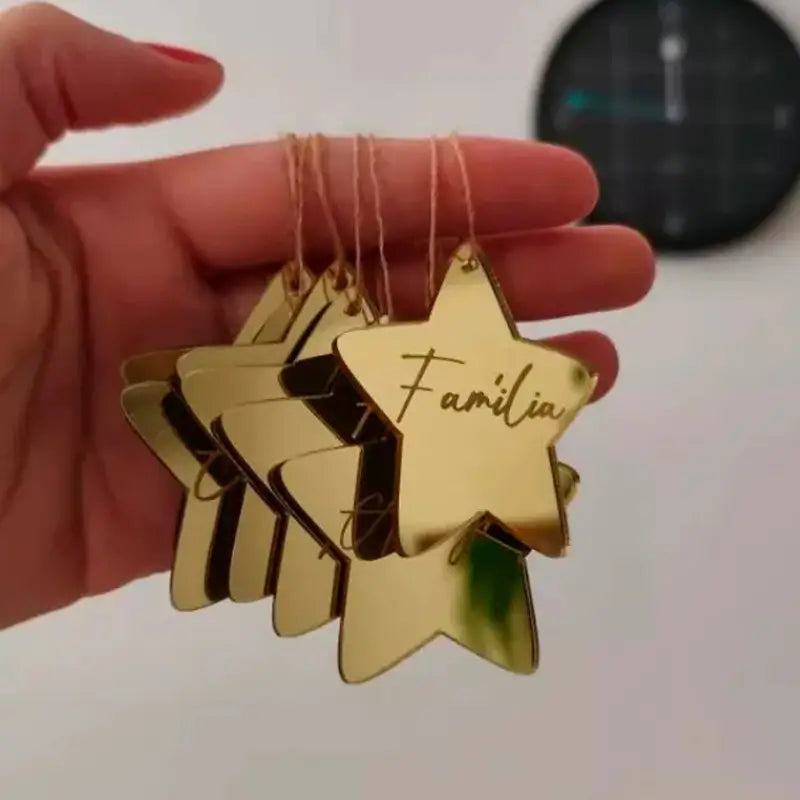 Decoração de Natal 8 peças Estrelas Espelhadas com Palavras - Casas Gael