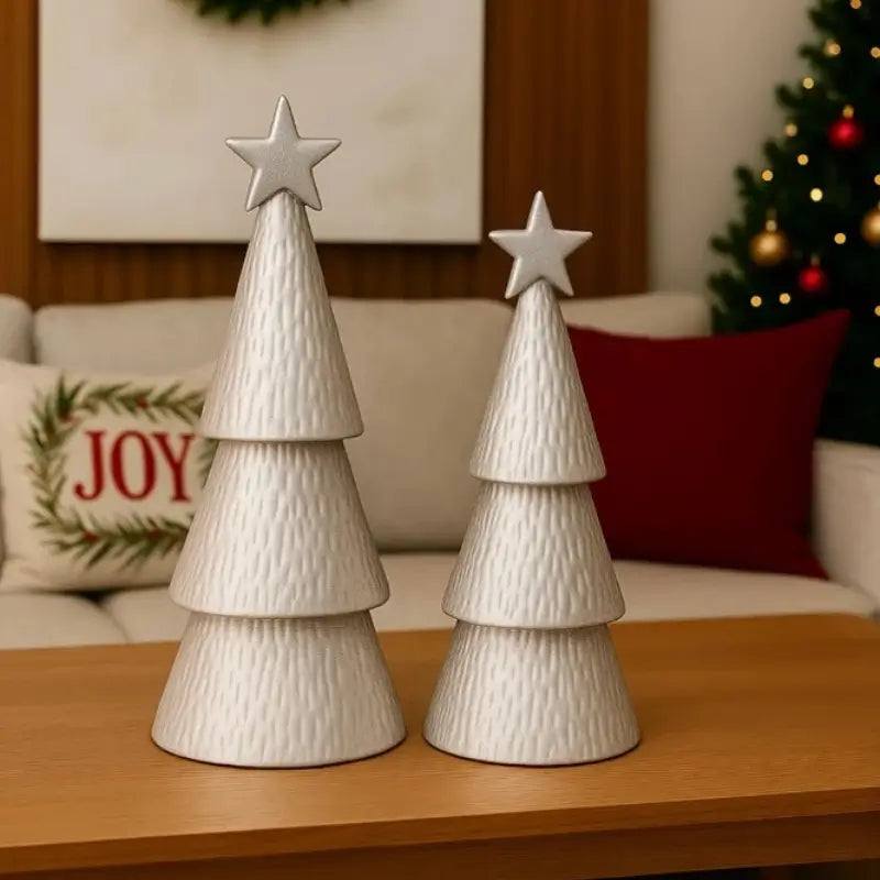 Decoração de Natal Conjunto 2 Árvores de Natal em Cerâmica - Casas Gael