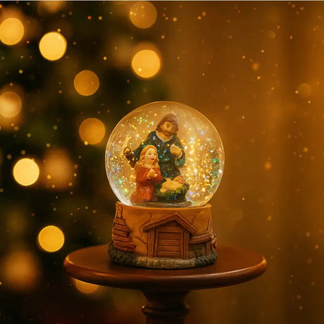 Decoração de Natal Globo de Vidro Sagrada Família - Casas Gael