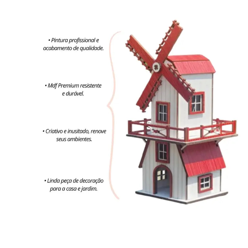 Decoração de Natal Moinho Vila de MDF - Casas Gael