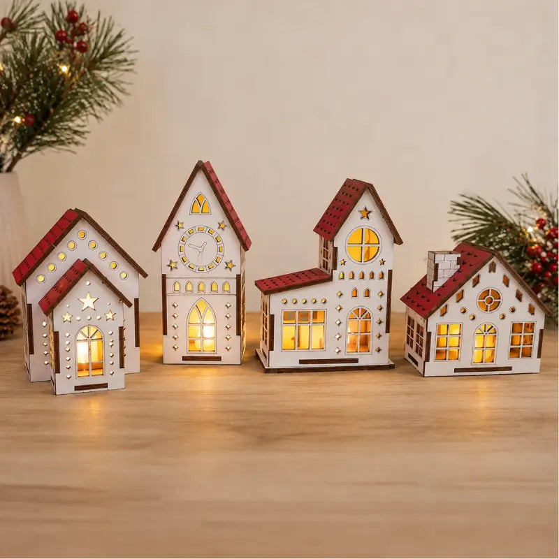 Decoração de Natal Vila de Casinhas Iluminadas 4 peças - casas Gael