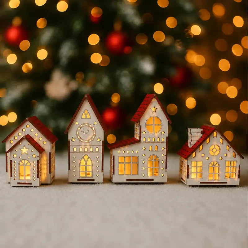Decoração de Natal Vila de Casinhas Iluminadas 4 peças - casas Gael