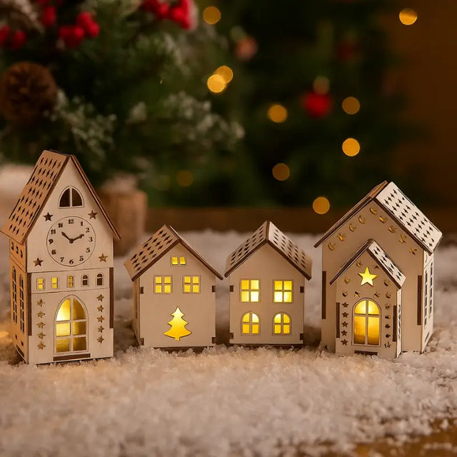 Decoração de Natal Vila de casas 4 peças com Luz - Casas Gael