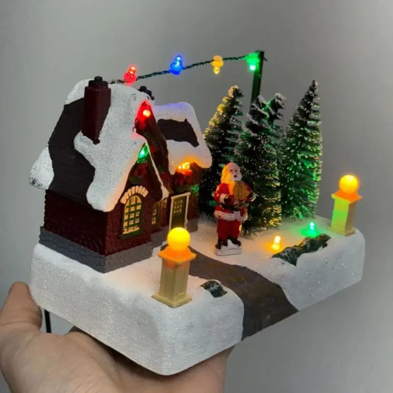 Decoração de Natal Vila do Papai Noel Musical com Luz - Casas Gael