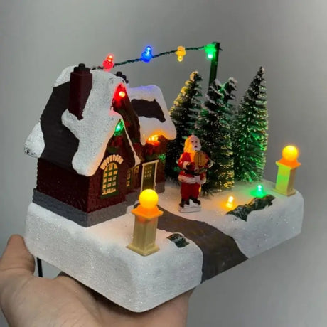 Decoração de Natal Vila do Papai Noel Musical com Luz - Casas Gael