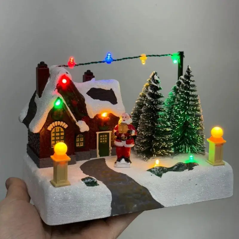 Decoração de Natal Vila do Papai Noel Musical com Luz - Casas Gael