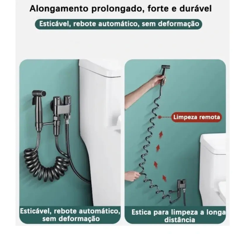 Ducha Higiênica para Banheiro Kit Completo com Registro Duplo - Casas Gael