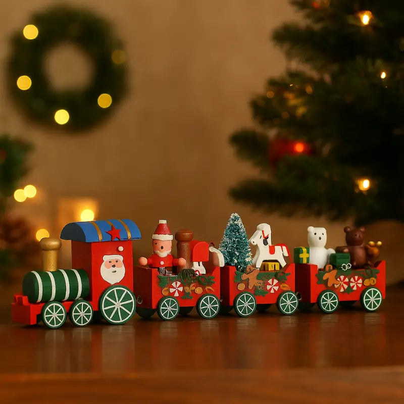 Enfeite de Natal Trenzinho Natalino em Madeira - Casas Gael