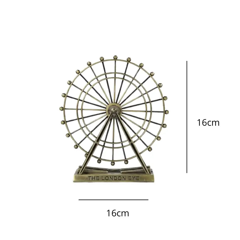 Estatueta Roda Gigante Decorativa Em Metal Com Movimento