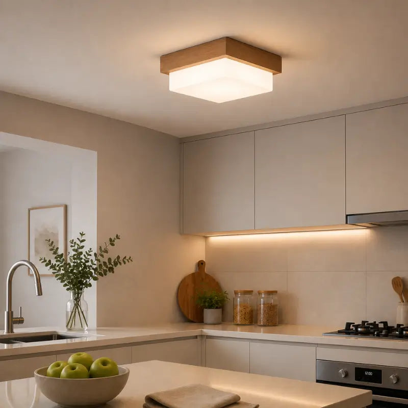 Luminária de Teto Plafon Decorativo de Madeira 20cm - Casas Gael