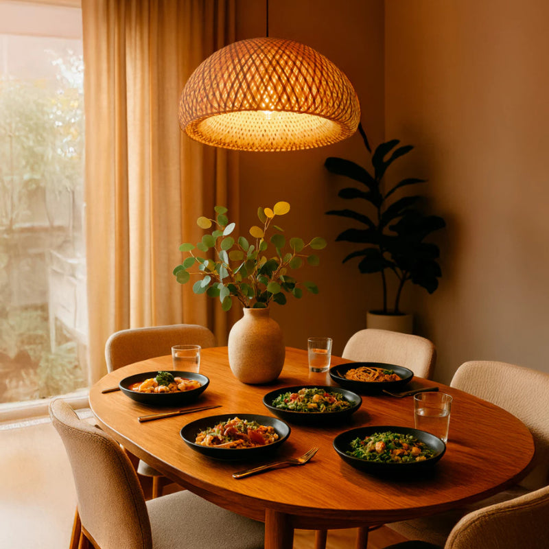 Luminária Teto Pendente de Bambu 35cm Rústica - Casas Gael