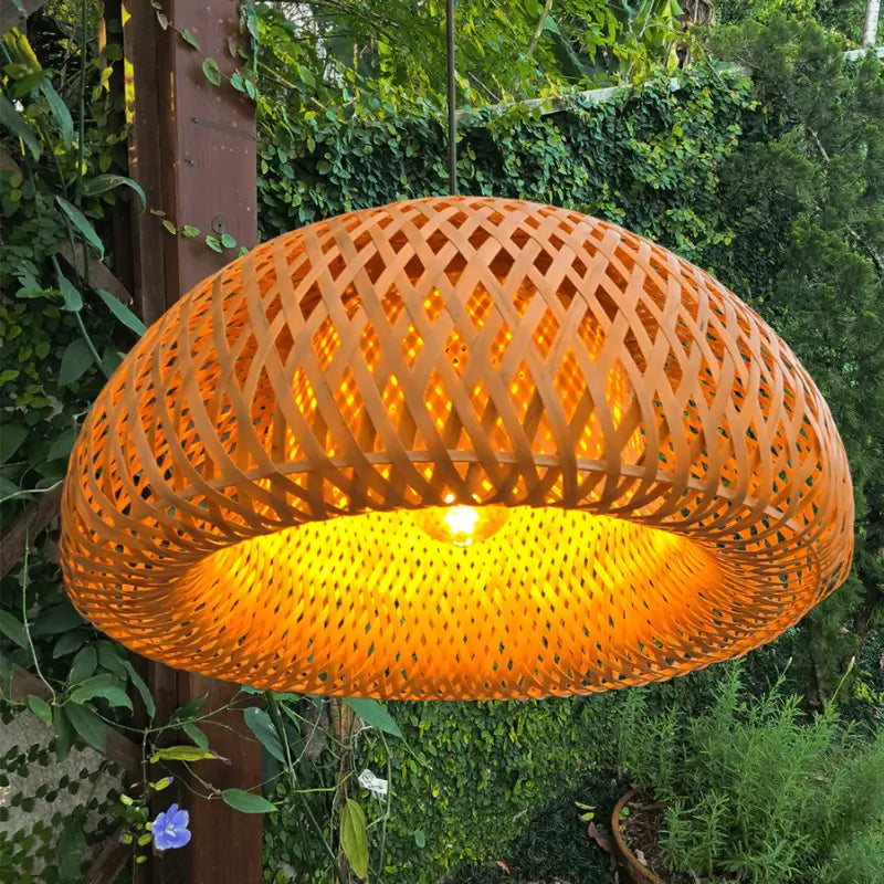 Luminária Teto Pendente de Bambu 35cm Rústica - Casas Gael