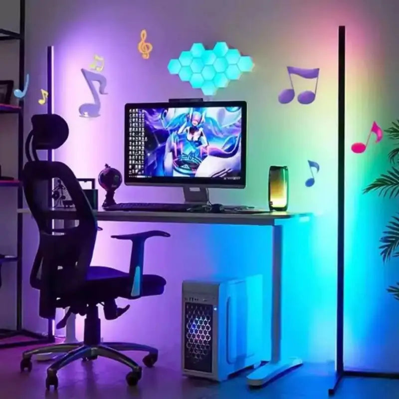 Luminária de Chão Barra Led RGB com Controle Remoto - Casas Gael