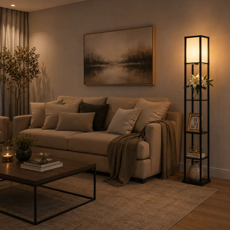 Luminária de Chão com Prateleira Integrada 1,60m Moderno- Casas Gael