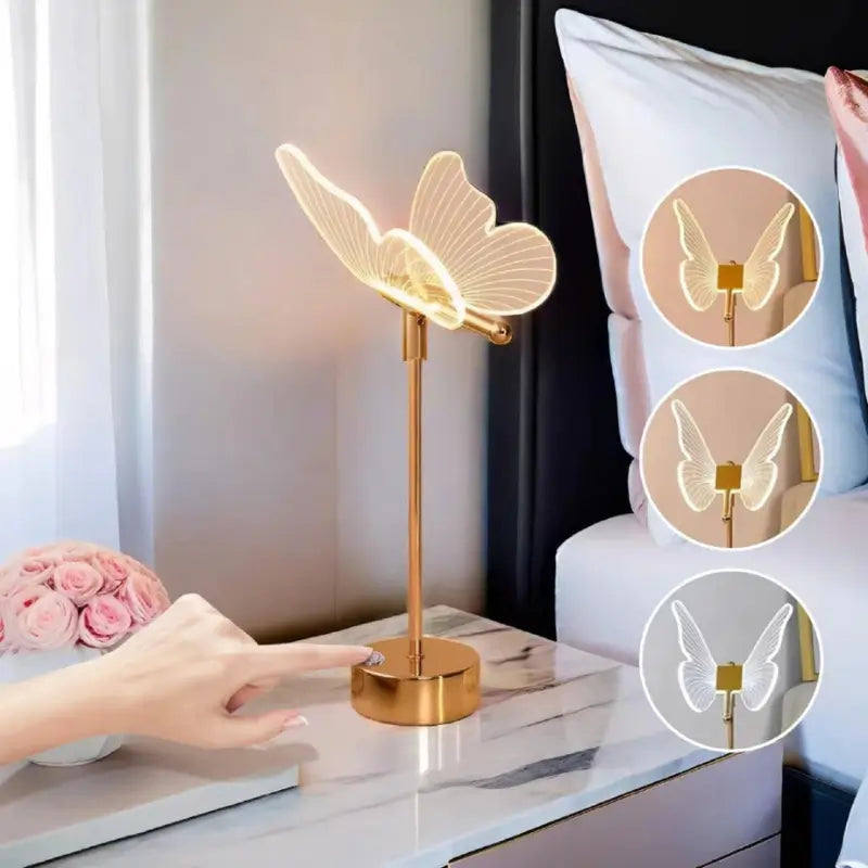 Luminária de Mesa Decorativa Borboleta Nórdica 3 Tons de Luz - Casas Gael