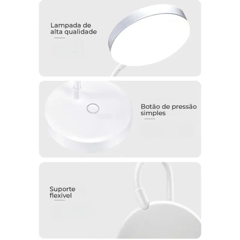 Luminária de Mesa Decorativa LED Flexível Touch - Casas Gael