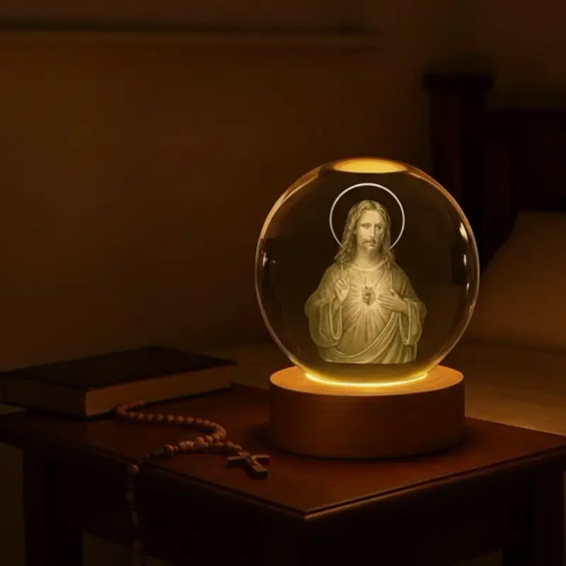Luminária de Mesa Decorativa LED Globo 3D Religiosa - Casas Gael