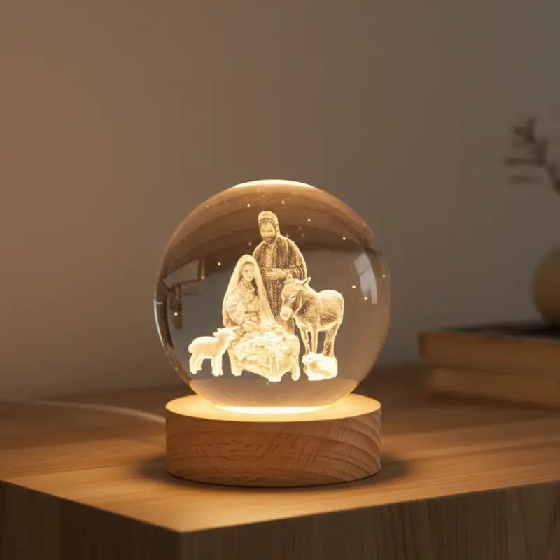 Luminária de Mesa Decorativa LED Globo 3D Religiosa - Casas Gael