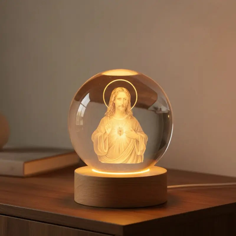 Luminária de Mesa Decorativa LED Globo 3D Religiosa - Casas Gael