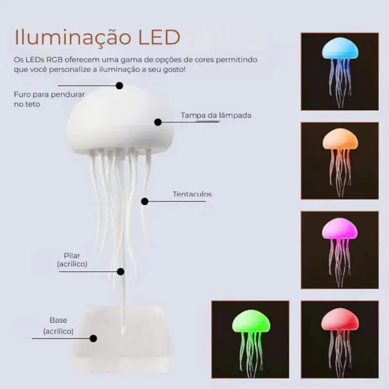 Luminária de Mesa Decorativa LED RGB Água-Viva Recarregável - Casas Gael