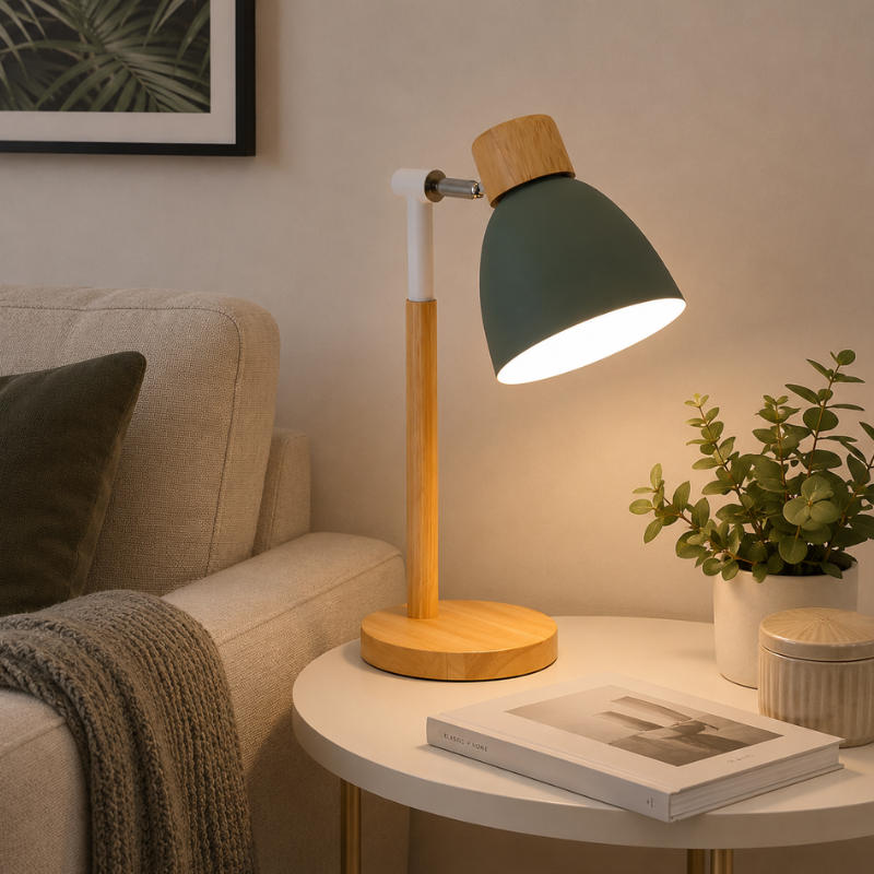 Luminária de Mesa Retrátil em Madeira Articulável 360° - Casas Gael