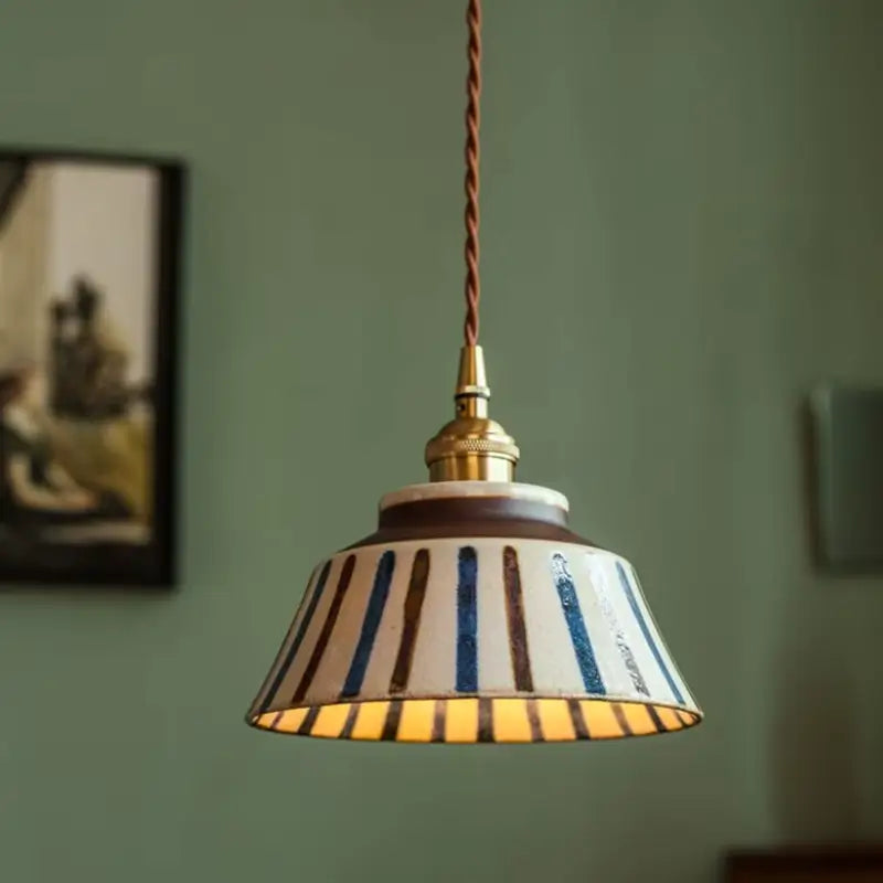 Luminária de Teto Pendente Vintage em Cerâmica e Pintada à Mão - Casas Gael