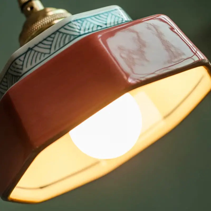 Luminária de Teto Pendente Vintage em Cerâmica e Pintada à Mão - Casas Gael