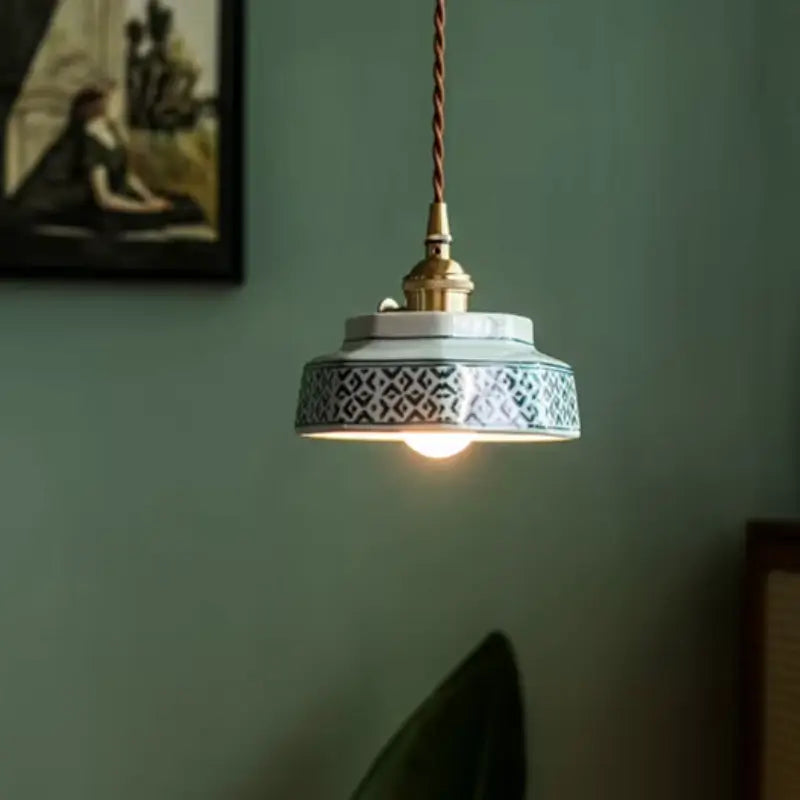 Luminária de Teto Pendente Vintage em Cerâmica e Pintada à Mão - Casas Gael