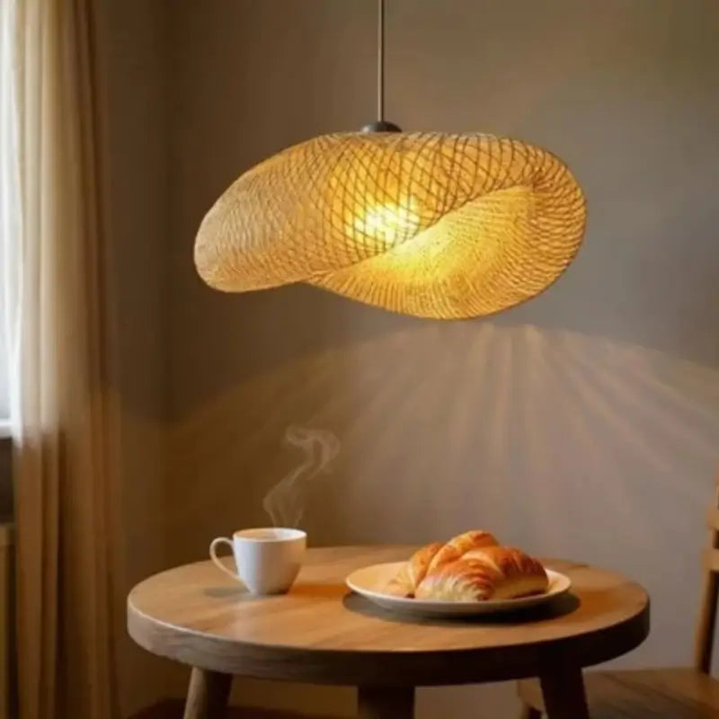 Luminária de Teto Pendente de Bambu 60cm Rattan - Casas Gael