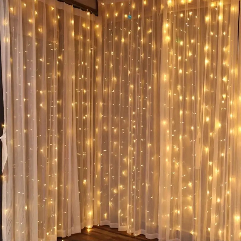 Pisca Pisca Cortina LED com Controle Remoto e 8 Modos de Luz - Casas Gael