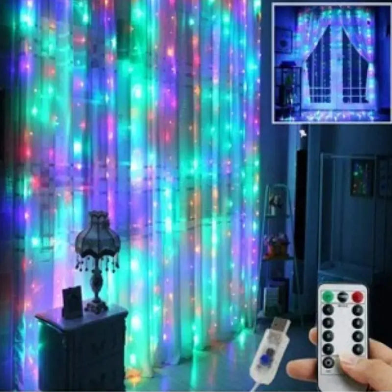 Pisca Pisca Cortina LED com Controle Remoto e 8 Modos de Luz - Casas Gael