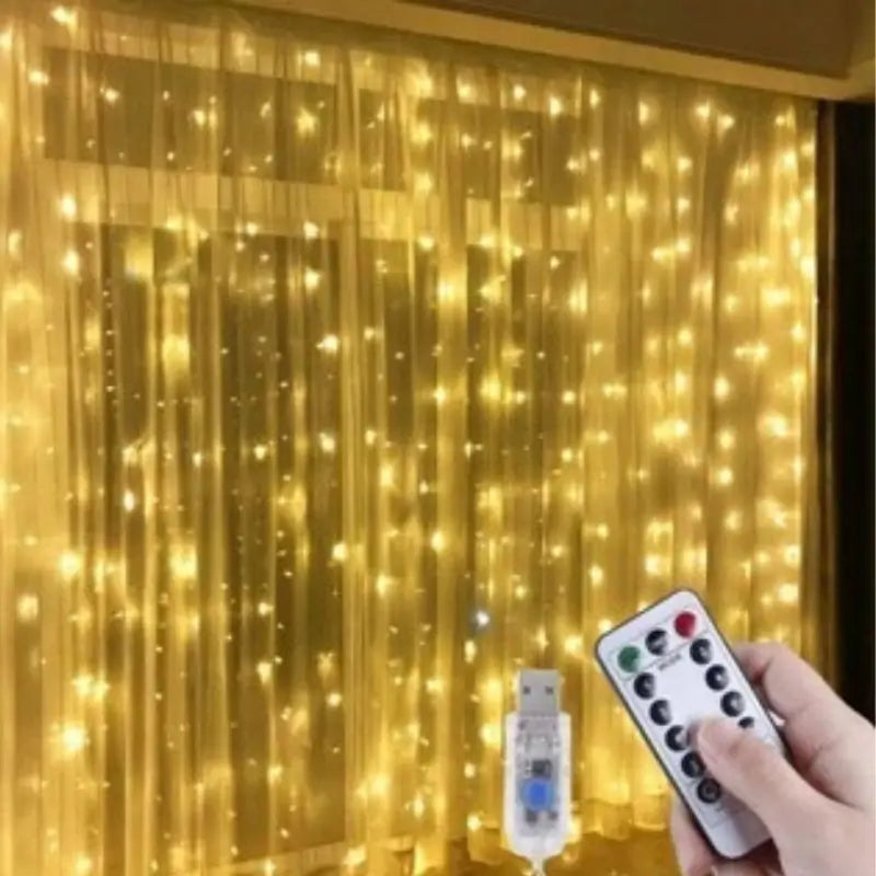 Pisca Pisca Cortina LED com Controle Remoto e 8 Modos de Luz - Casas Gael