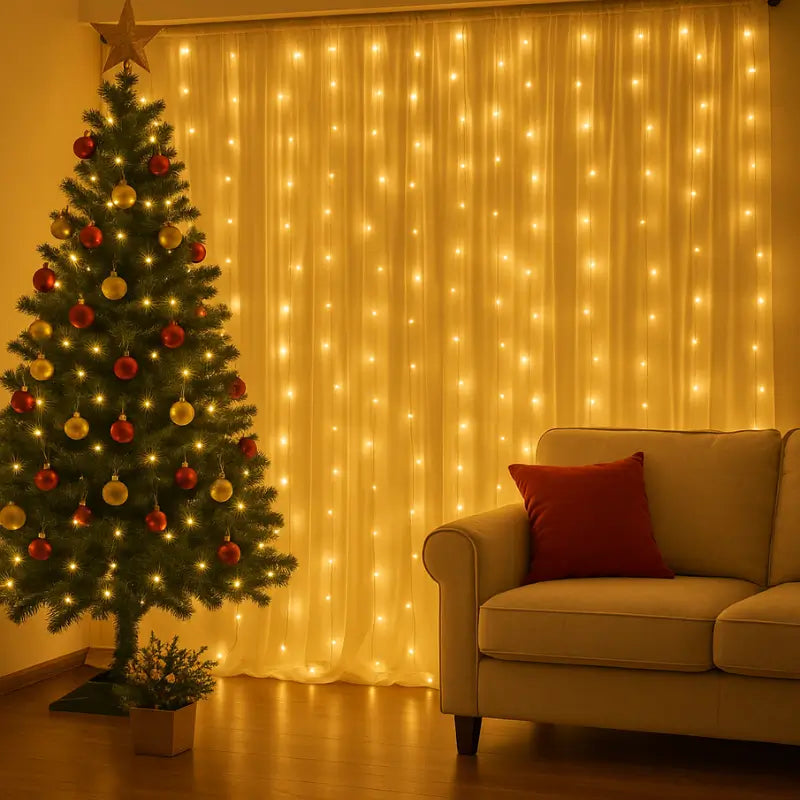 Pisca Pisca Cortina LED com Controle Remoto e 8 Modos de Luz - Casas Gael