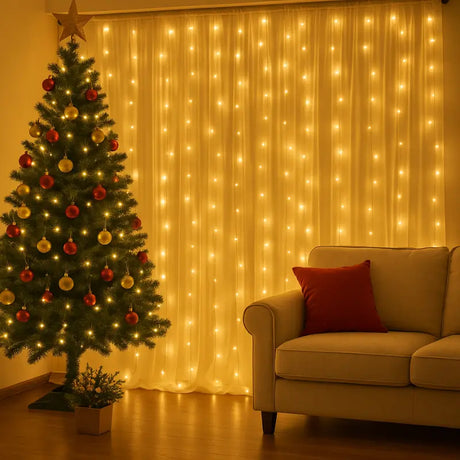 Pisca Pisca Cortina LED com Controle Remoto e 8 Modos de Luz - Casas Gael