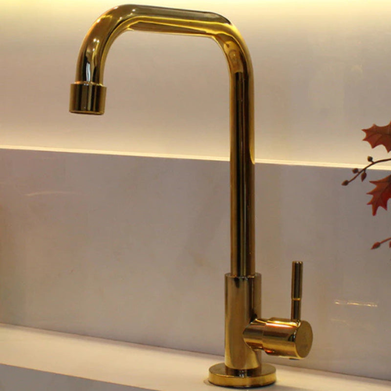 Torneira Para Banheiro Dourada Brilhante com Bica Móvel - Casas Gael