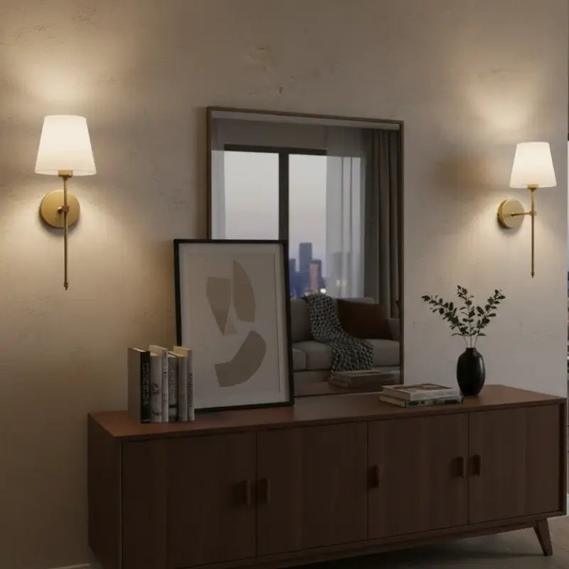 Arandela Abajur de Parede Retrô Metal e Cuba de Linho - Casas Gael