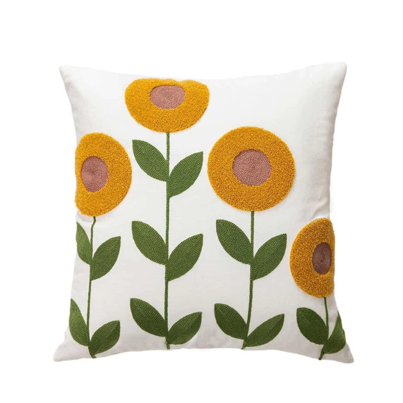 Capa de Almofada com Bordado Floral em Alto - Relevo - Casas Gael