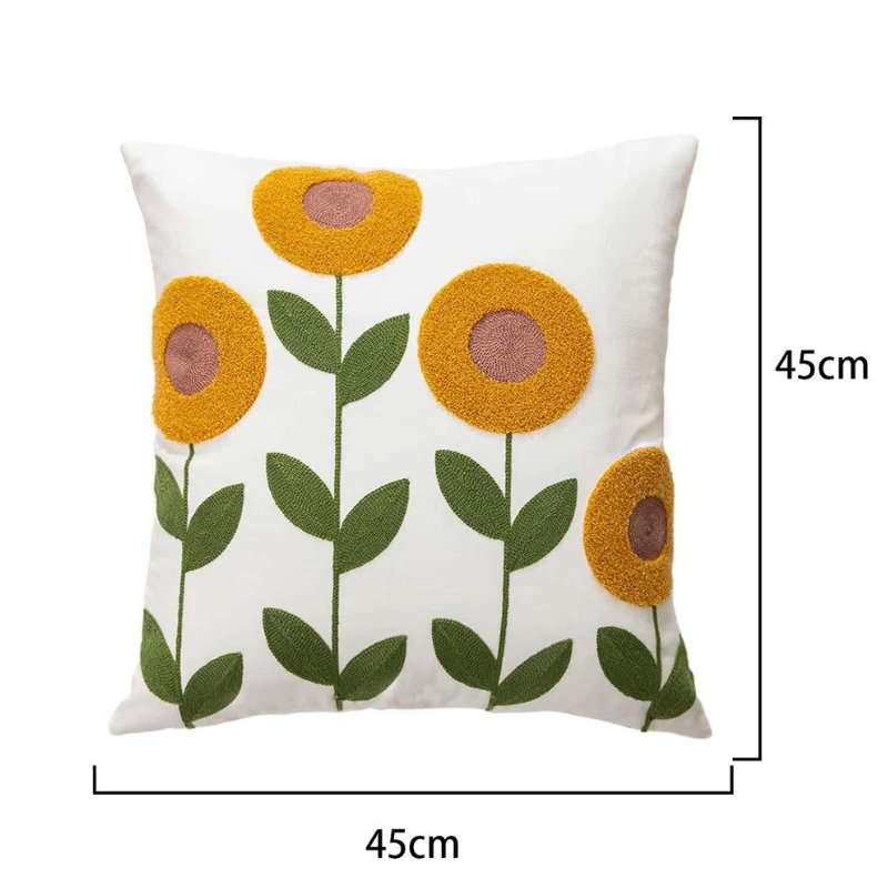 Capa de Almofada com Bordado Floral em Alto - Relevo - Casas Gael