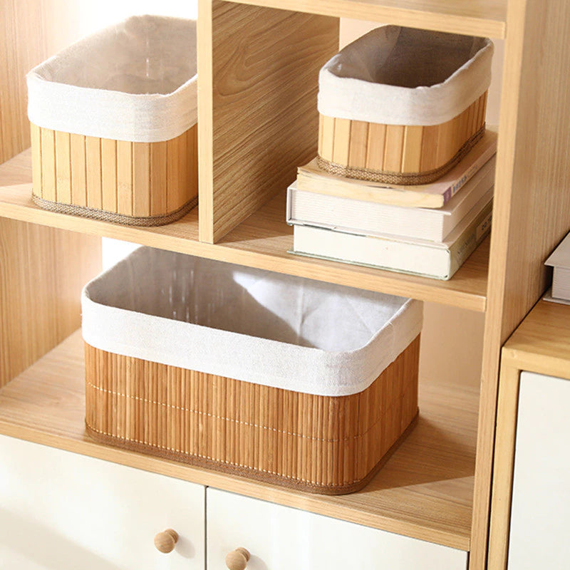 Cesto organizador multiuso e decorativo em Bambu - 3 peças
